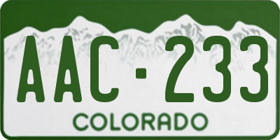 CO license plate AAC233