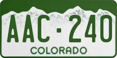 CO license plate AAC240