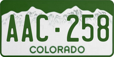 CO license plate AAC258