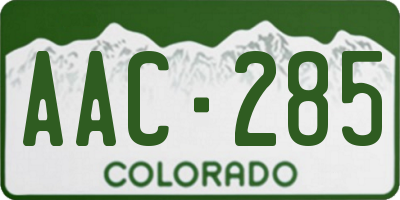 CO license plate AAC285
