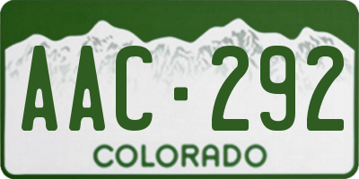 CO license plate AAC292