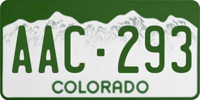 CO license plate AAC293
