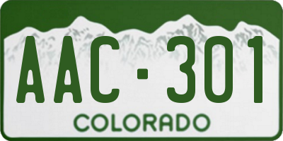 CO license plate AAC301