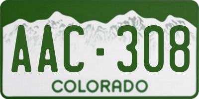 CO license plate AAC308
