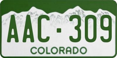 CO license plate AAC309