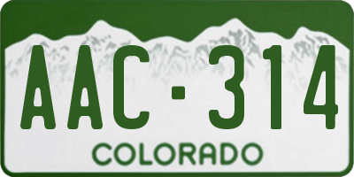 CO license plate AAC314