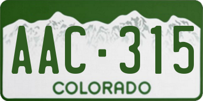 CO license plate AAC315