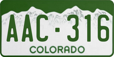 CO license plate AAC316