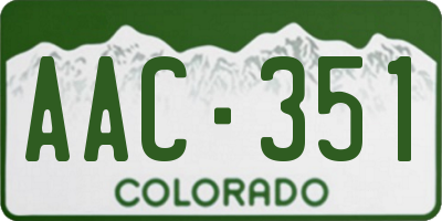 CO license plate AAC351