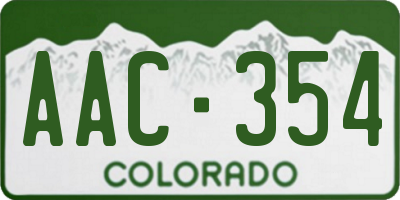 CO license plate AAC354