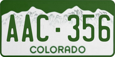 CO license plate AAC356