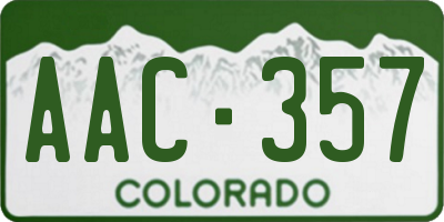 CO license plate AAC357