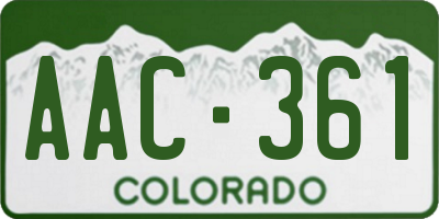 CO license plate AAC361