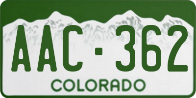 CO license plate AAC362