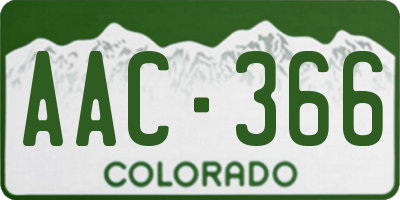 CO license plate AAC366