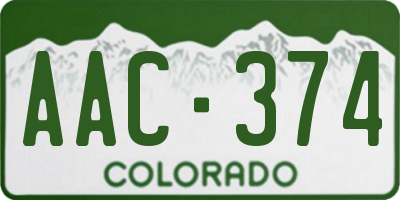 CO license plate AAC374