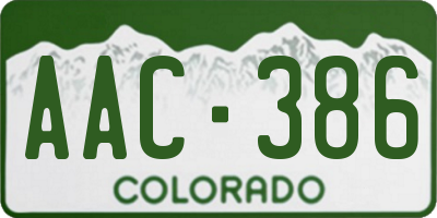 CO license plate AAC386