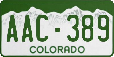 CO license plate AAC389