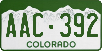 CO license plate AAC392