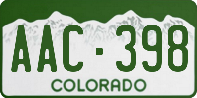 CO license plate AAC398
