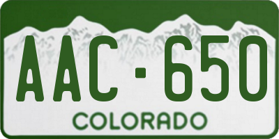 CO license plate AAC650