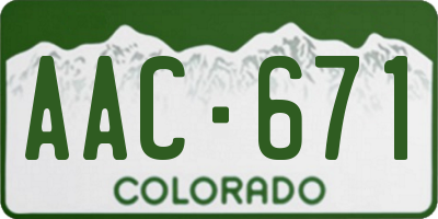 CO license plate AAC671
