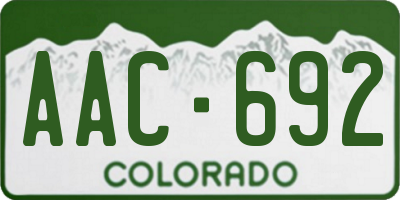 CO license plate AAC692