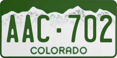 CO license plate AAC702