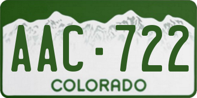 CO license plate AAC722