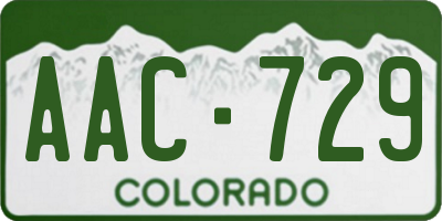 CO license plate AAC729
