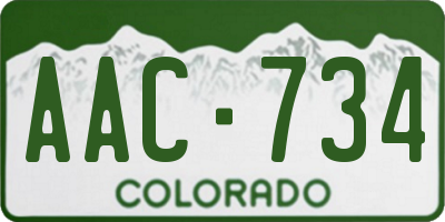 CO license plate AAC734