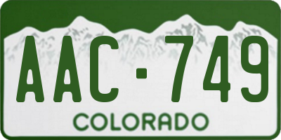 CO license plate AAC749