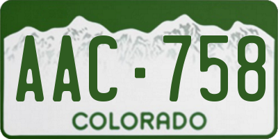 CO license plate AAC758