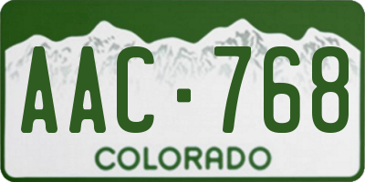 CO license plate AAC768
