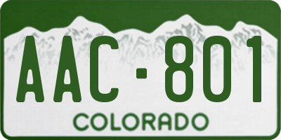 CO license plate AAC801