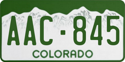 CO license plate AAC845