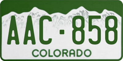 CO license plate AAC858