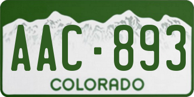 CO license plate AAC893
