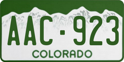 CO license plate AAC923