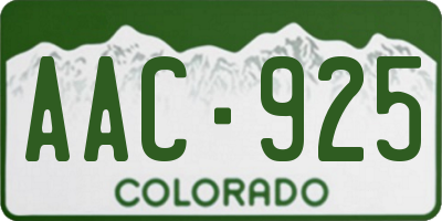 CO license plate AAC925