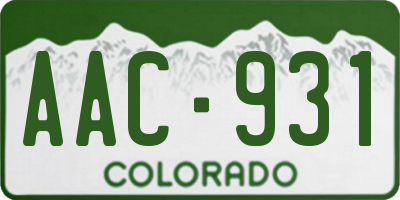 CO license plate AAC931