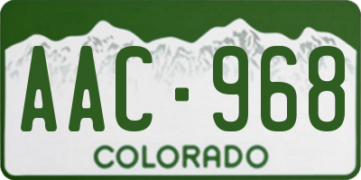 CO license plate AAC968
