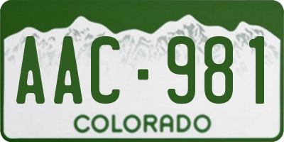 CO license plate AAC981