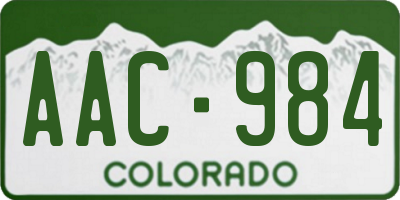 CO license plate AAC984