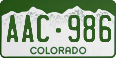CO license plate AAC986