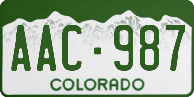 CO license plate AAC987
