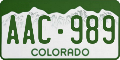 CO license plate AAC989