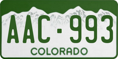 CO license plate AAC993
