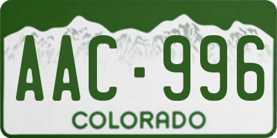 CO license plate AAC996