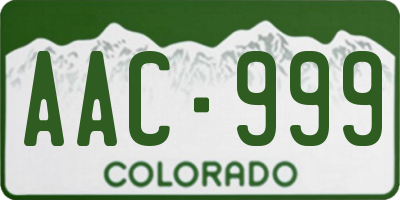 CO license plate AAC999